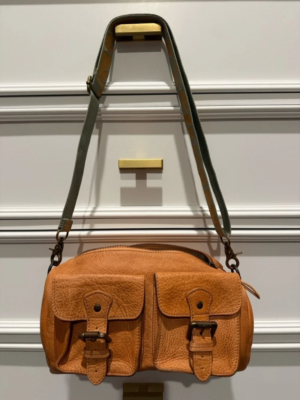 Free People Tan Leather Logo Pouch - Picture 2 of 4